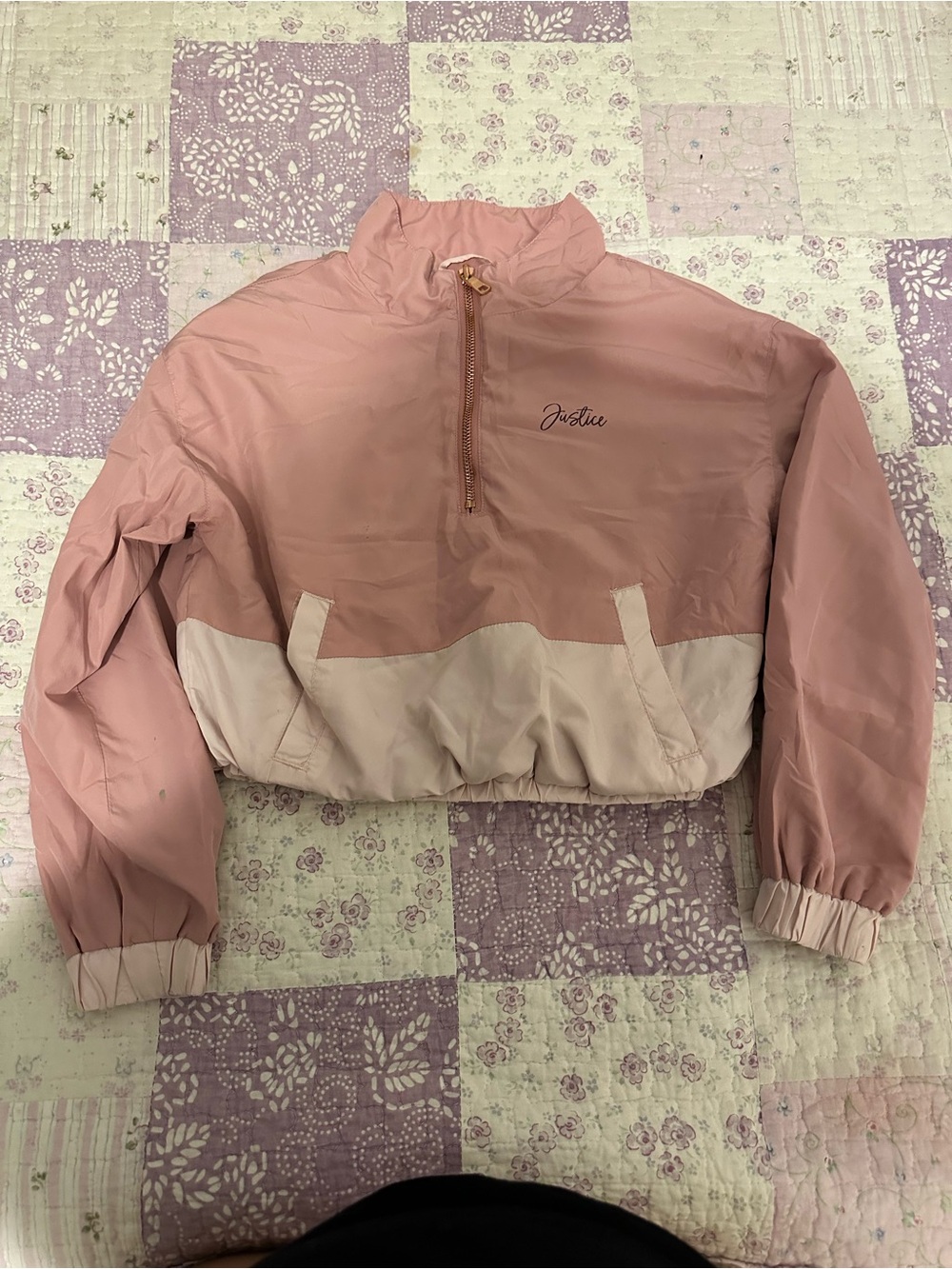 Justice Two-Tone Pink Cropped Bomber Jacket